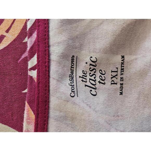 Croft & Barrow The Essential Tee XL Petite burgundy with orange & grey tee shirt - Picture 3 of 5